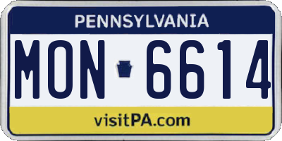 PA license plate MON6614