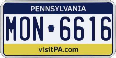 PA license plate MON6616