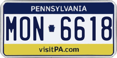 PA license plate MON6618