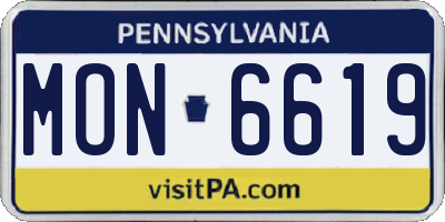 PA license plate MON6619