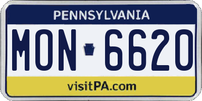 PA license plate MON6620