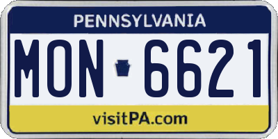 PA license plate MON6621