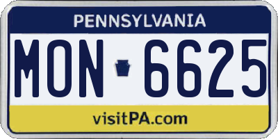 PA license plate MON6625