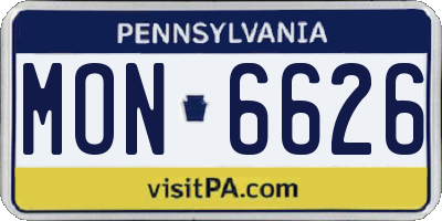 PA license plate MON6626