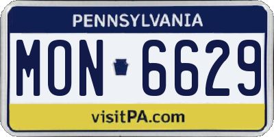 PA license plate MON6629