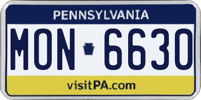 PA license plate MON6630