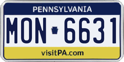 PA license plate MON6631