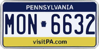 PA license plate MON6632