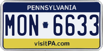 PA license plate MON6633