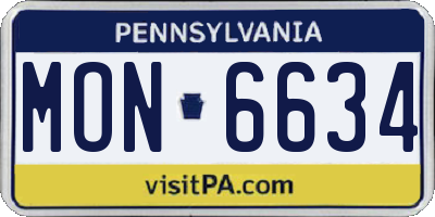 PA license plate MON6634