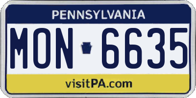 PA license plate MON6635
