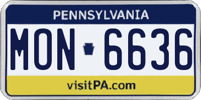 PA license plate MON6636