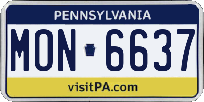 PA license plate MON6637