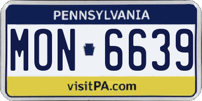 PA license plate MON6639