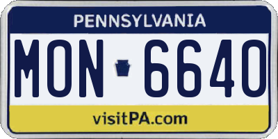 PA license plate MON6640