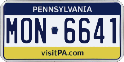 PA license plate MON6641