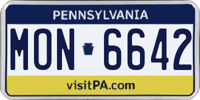 PA license plate MON6642