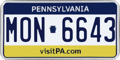 PA license plate MON6643