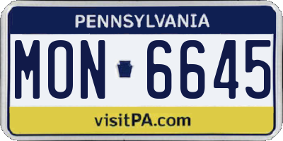 PA license plate MON6645