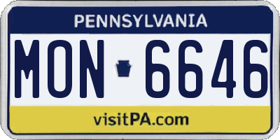 PA license plate MON6646
