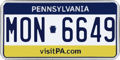 PA license plate MON6649