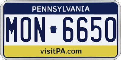 PA license plate MON6650
