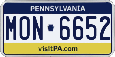 PA license plate MON6652