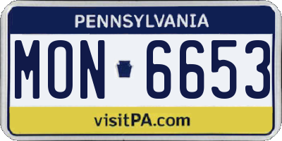 PA license plate MON6653