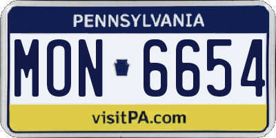 PA license plate MON6654