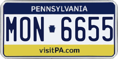 PA license plate MON6655