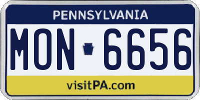 PA license plate MON6656