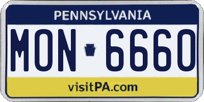 PA license plate MON6660