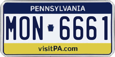 PA license plate MON6661