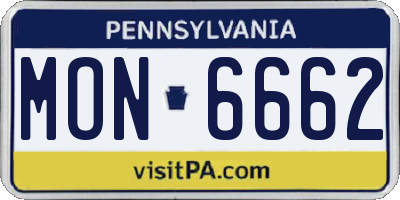 PA license plate MON6662