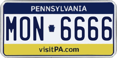 PA license plate MON6666