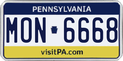 PA license plate MON6668