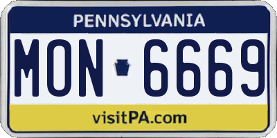 PA license plate MON6669