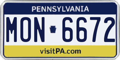 PA license plate MON6672