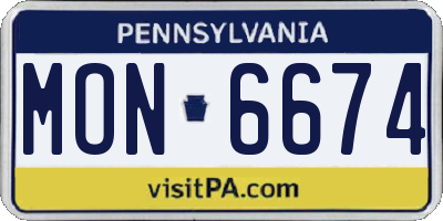 PA license plate MON6674