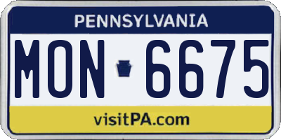 PA license plate MON6675