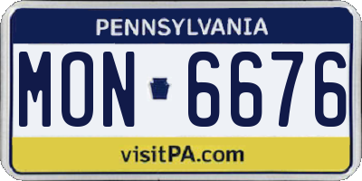 PA license plate MON6676