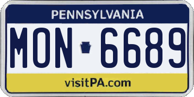 PA license plate MON6689