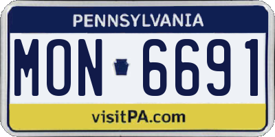 PA license plate MON6691