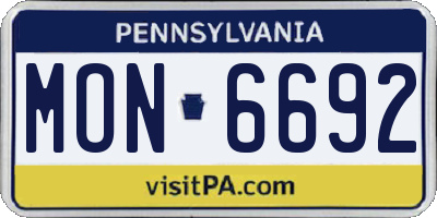 PA license plate MON6692