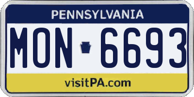 PA license plate MON6693