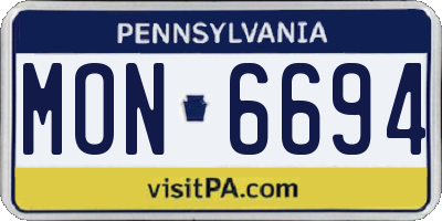 PA license plate MON6694