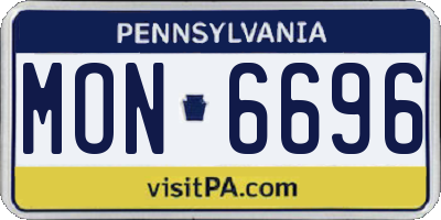 PA license plate MON6696