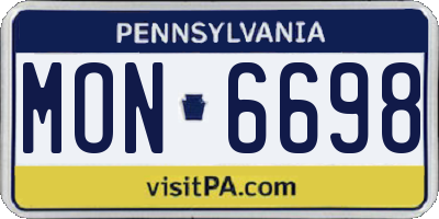 PA license plate MON6698