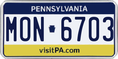 PA license plate MON6703