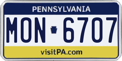 PA license plate MON6707